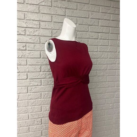 Ann Taylor Women Burgundy Sleeveless Knit Top Size M - Picture 3 of 7